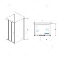 Душевой уголок RGW PA-73 (PA-13 + Z-050-2) прямоугольный  170*100*195 060873170-011 профиль Хром стекло Прозрачное 5 мм RGW