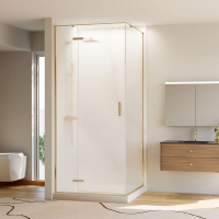 Душевой угол раздвижной прямоугольный RV073RG/L-10080-06-C4 1000х800х1950 Цвет профиля Золото брашинг Стекло Дождь Veconi