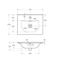 Керамическая раковина BB-8099-3-50, 510x400x150 BelBagno
