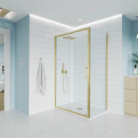 Душевой угол раздвижной E1-SP-G-170100-01-C9 1700х1000x1950 Цвет профиля Золото брашинг Стекло  Прозрачное Veconi