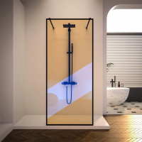 Душевая перегородка 1200x2000 KR90BC-120-09-C4 цвет профиля Чёрный матовый стекло Хамелеон Veconi