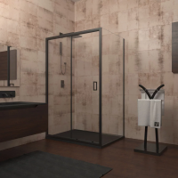 Душевой угол раздвижной прямоугольный RV046B-14070-01-C5 1400х700х1950 Цвет профиля Чёрный  Стекло Прозрачное Veconi